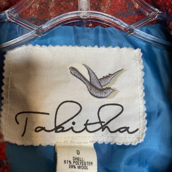 Boucle Jacket XS Tartan Red Belted Ruffled Academia Retro Feminine Anthropologie - Picture 7 of 8